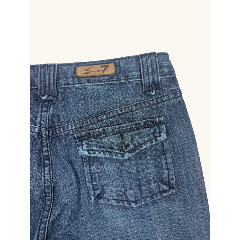 Seven7 Premium Denim Jeans Womens 29 Dark Wash Wide Leg Flap Pocket Y2K Cotton
